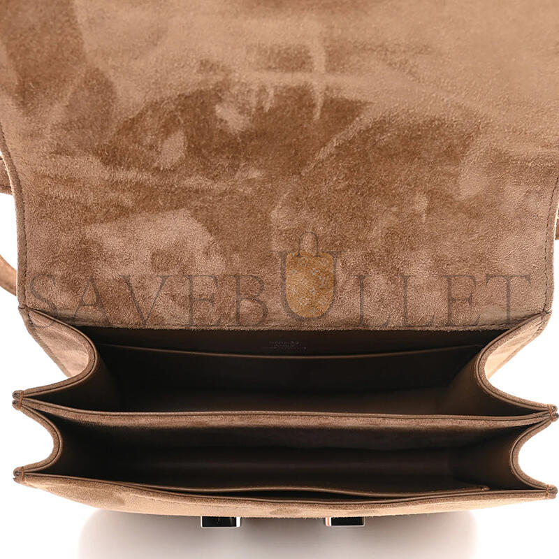 HERMES CONSTANCE 18 MARRON GLACE VEAU DOBLIS SUEDE PALLADIUM HARDWARE (18*15*4cm)